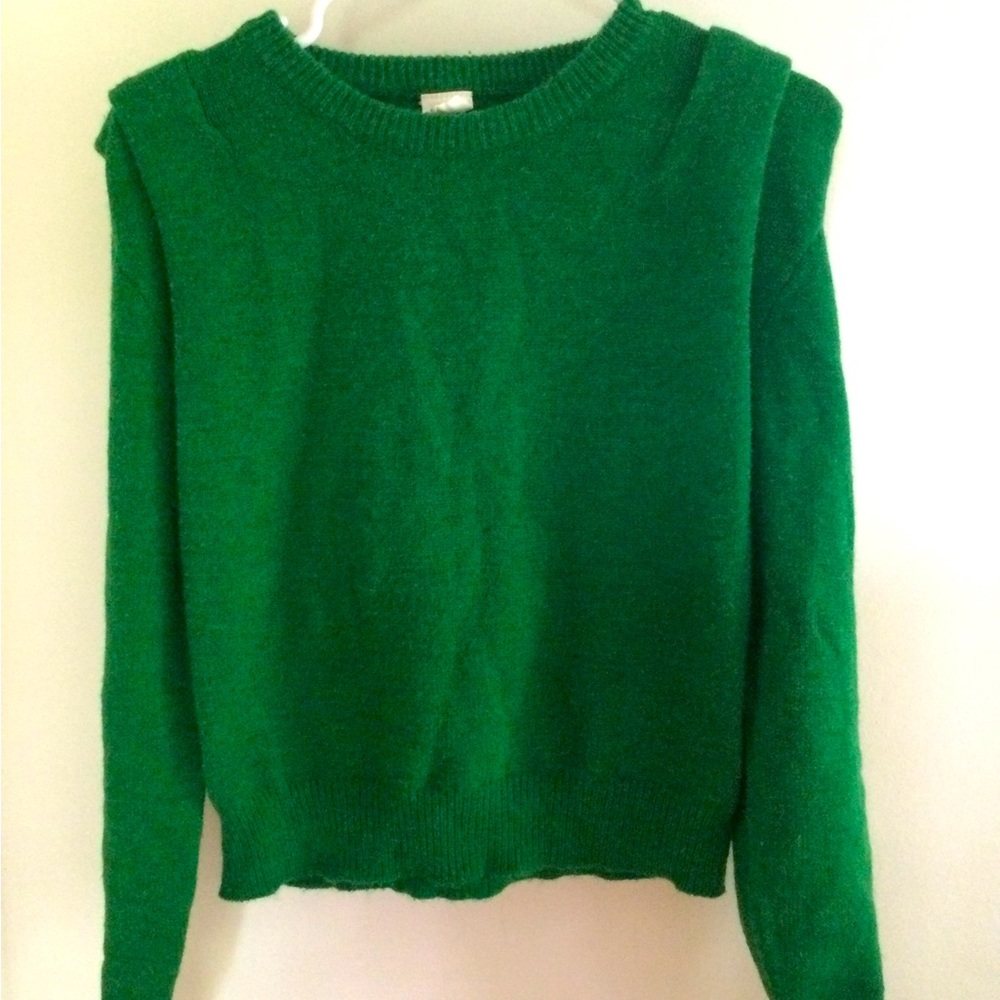 Puff sleeve green sweater